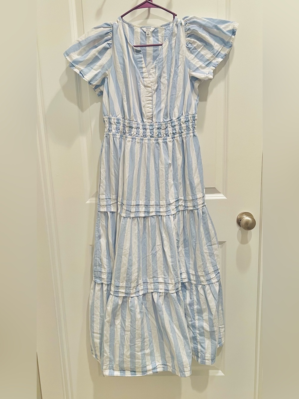 Crown & Ivy (Belk) Blue and White Striped Maxi Dress